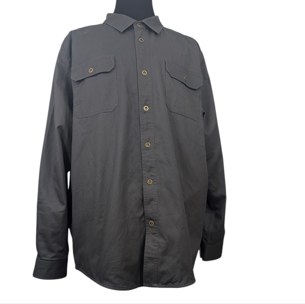 Mocotono Charcoal Gray, Button Up Cotton Shirt Jacket. XXL